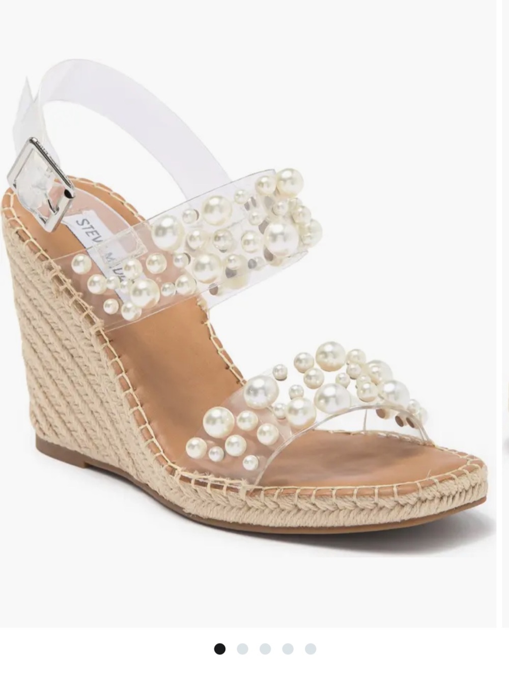 STEVE MADDEN Tailey Embellished Espadrille Wedge Sandal In Clear Pearl